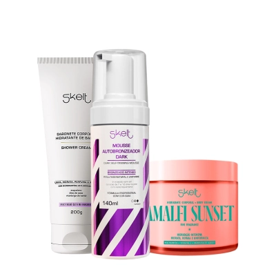 Produto: Kit Skelt Red Carpet Glow Hidratante Corporal Amalfi Sunset Dark Shower (3 produtos)