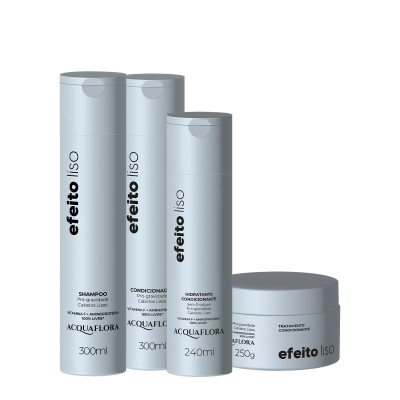 Produto: Kit Acquaflora Efeito Liso Shampoo 300ml Condicionador 300ml Máscara 250g Hidratante 240ml