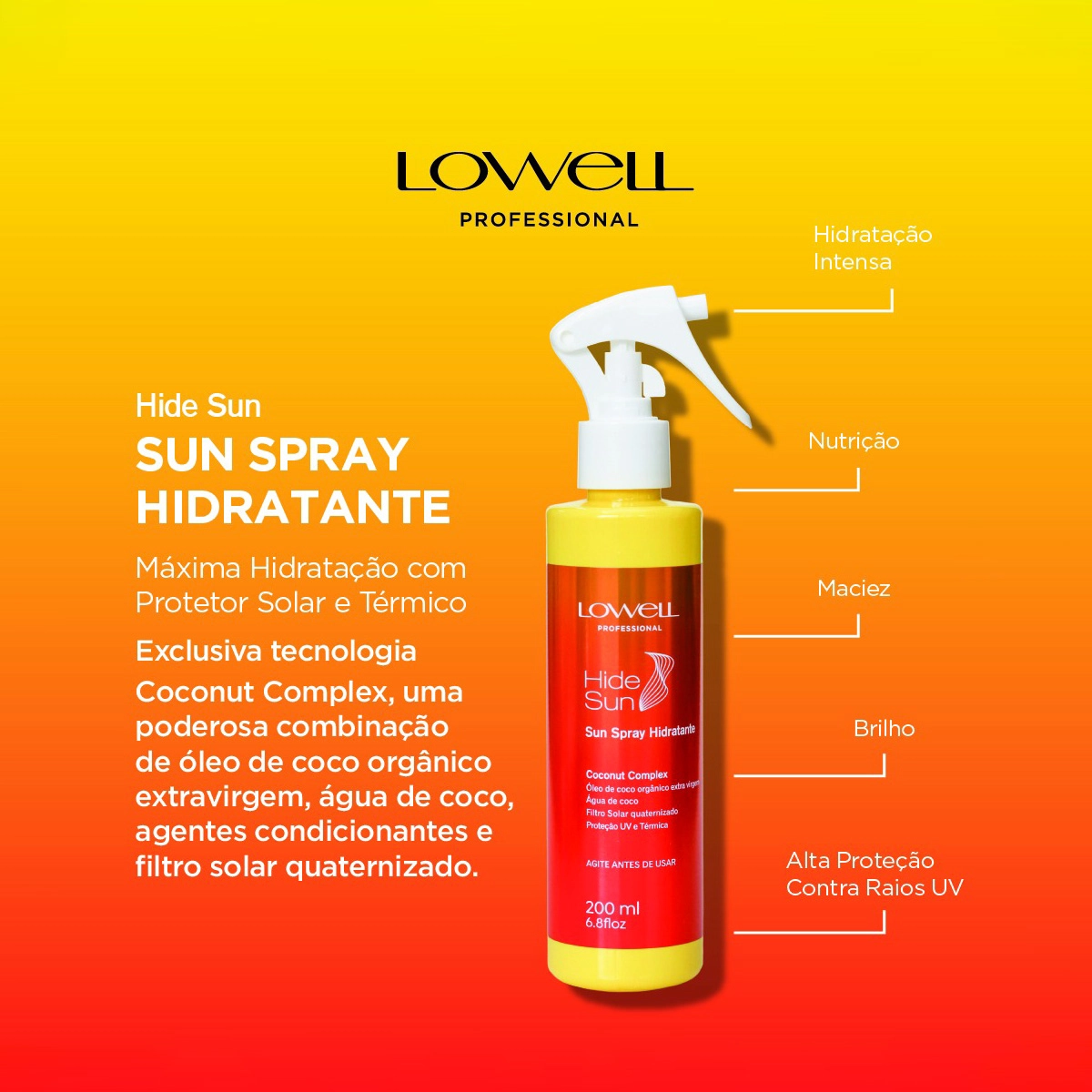 Produto: Kit Lowell Hide Sun Coconut Complex Spray Extra (2 unidades)