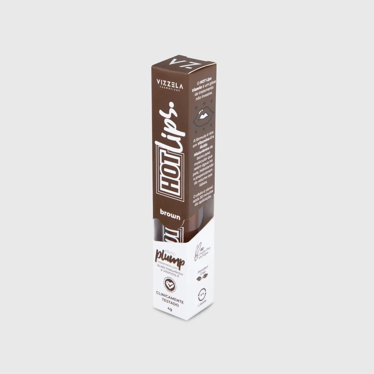 Produto: Gloss Labial Hot Lips Brown Vizzela 4g