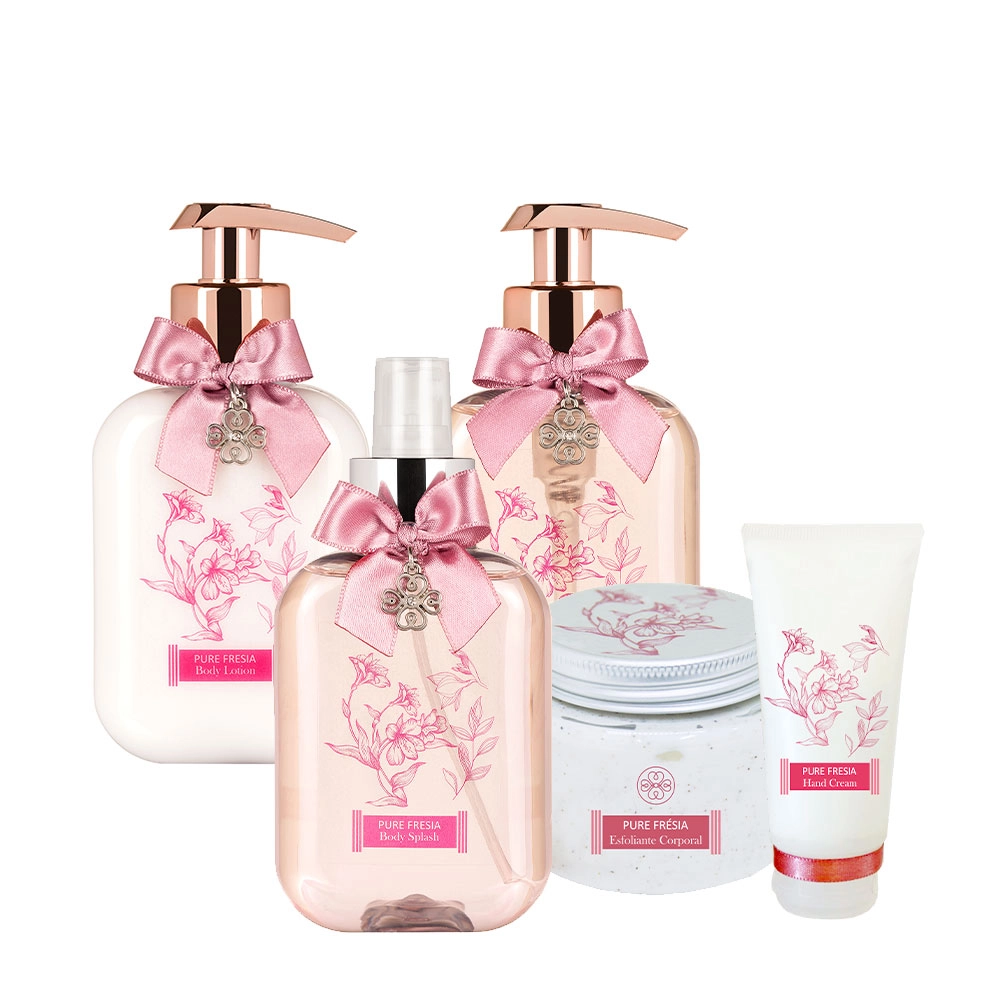 Produto: Kit Flora Vie Pure Frésia Loção Gel Esfoliante Creme de Mão e Body Splash (5 produtos)