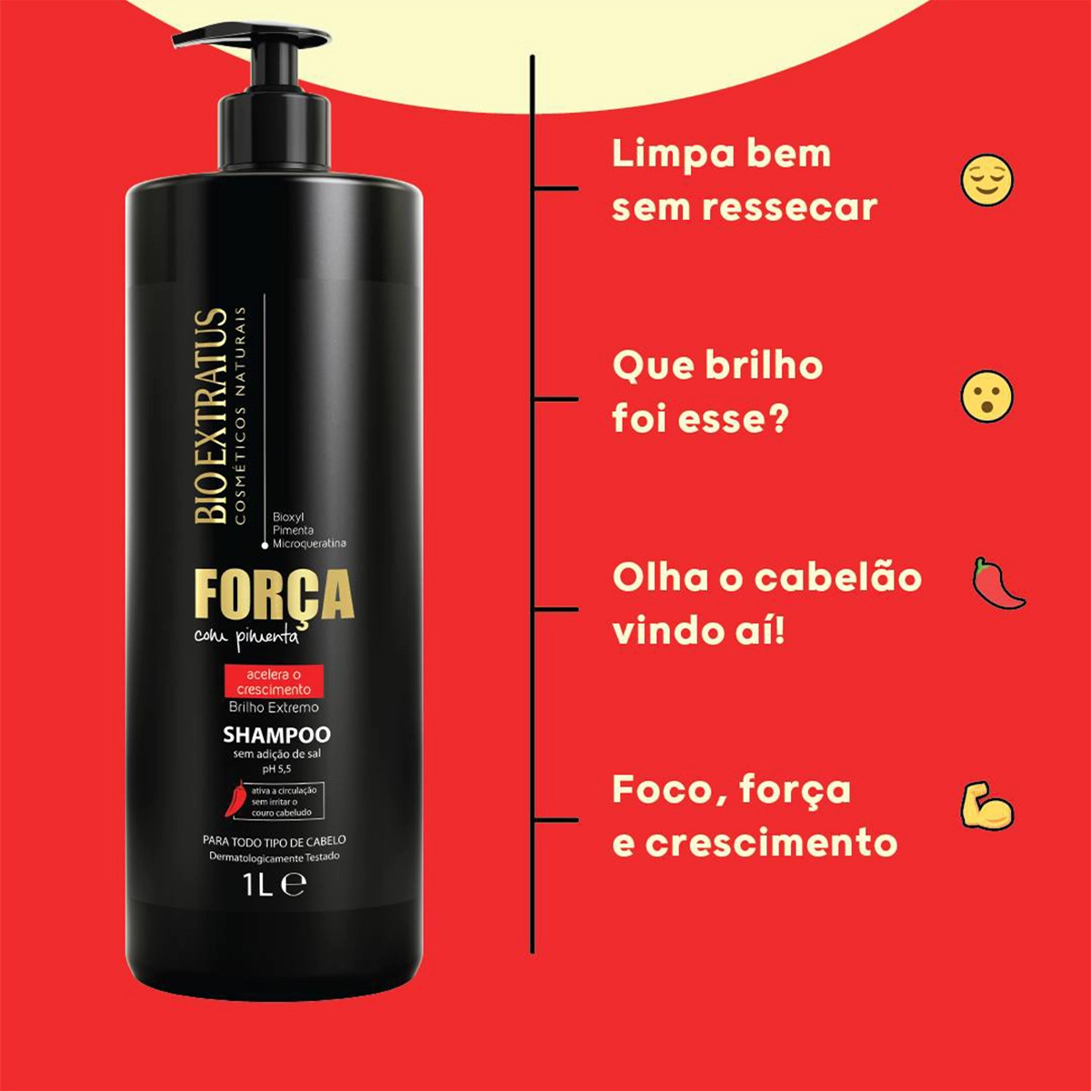 Produto: Kit Bio Extratus Força Com Pimenta Shampoo Litro e Máscara P (2 produtos)
