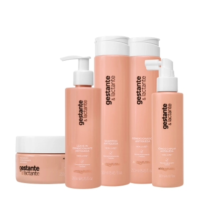 Produto: Kit Antiqueda Gestante e Lactante Acquaflora Hair Care Total 5 Produtos