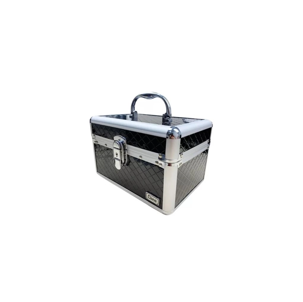 Produto: Maleta Maquiagem Média Cisne Reforçada 2 Bandejas Cor: Preto