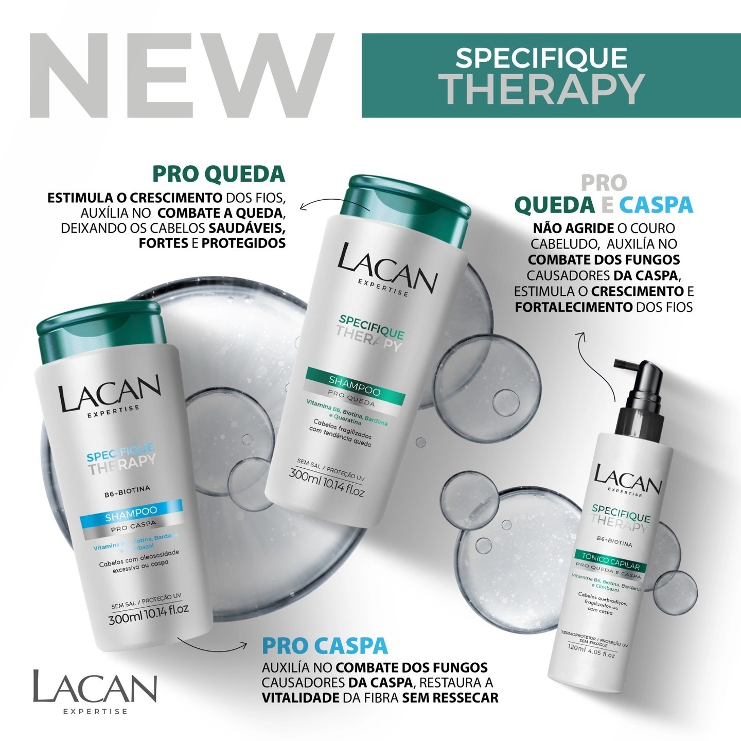 Produto: Kit Lacan Specifique Therapy Pro Queda e Caspa Tônico Shampoo e Styling Hair Gel (3 produtos)