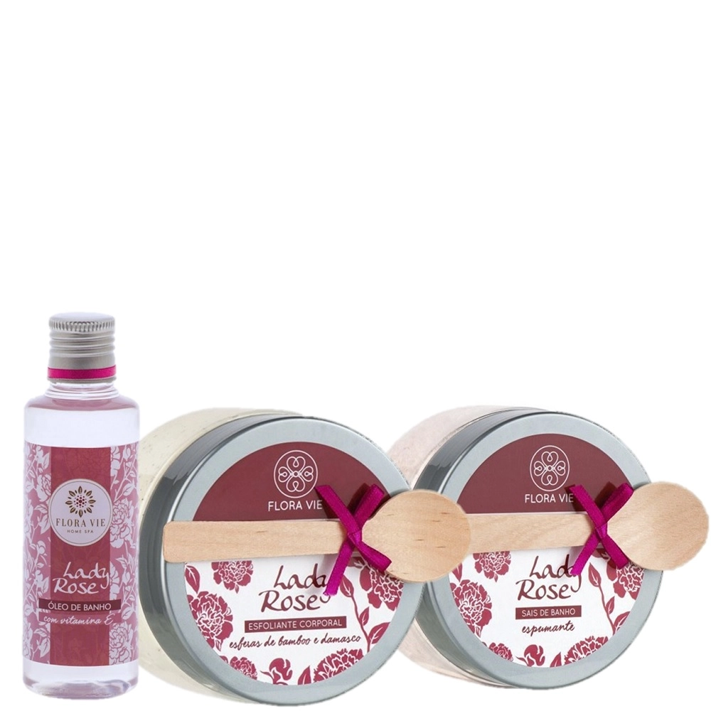 Kit Flora Vie Lady Rose Pele Macia (3 Produtos) Produto: Kit Flora Vie Lady Rose Pele Macia (3 Produtos)