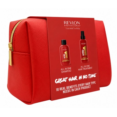 Produto Kit Shampoo 100ml e Leave-in 150ml com Necessaire Revlon Professional Uniq One