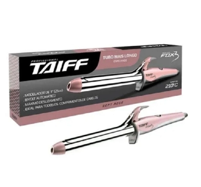 Produto Kit Chapinha Elegance Red Ion e Modelador de Cachos Fox 3 Soft Rose 25mm Taiff Bivolt