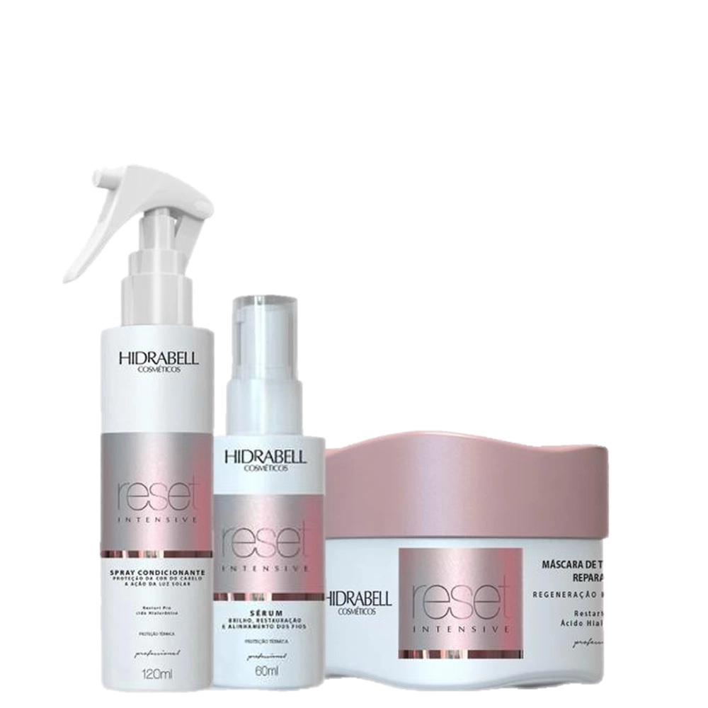 Kit Hidrabell Reset Intensive Aumento Forca Capilar (3 Produtos) Produto: Kit Hidrabell Reset Intensive Aumento Forca Capilar (3 Produtos)