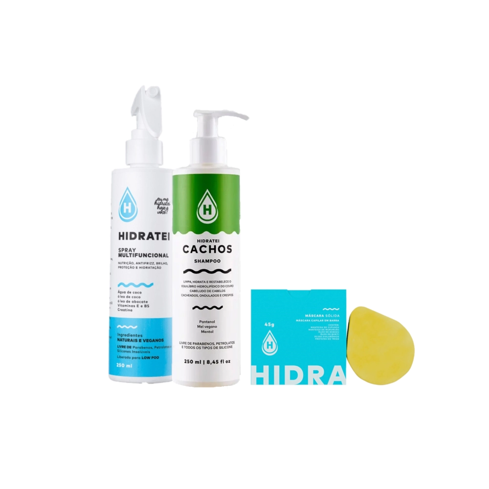 Produto: Kit Hidratei Cachos Multifuncional Máscara Sólida (3 produtos)