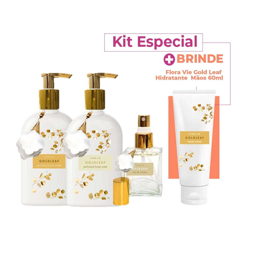 Kit Flora Vie Kit Gold Leaf Completo (3 Produtos) + Produto: Kit Flora Vie Kit Gold Leaf Completo (3 Produtos) +