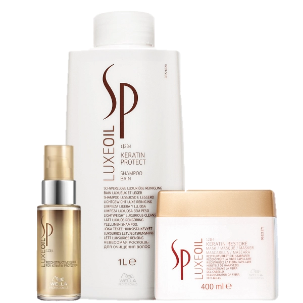 Produto: SP System Professional Luxe Oil Keratin Protect Kit Shampoo 1L Mascara 400ml e Oleo Capilar 30ml