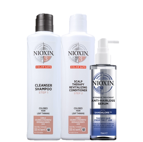 Produto: Nioxin Sistema 3 Cleanser Duo 300ml e Serum Anti Hair 70ml 3 Produtos