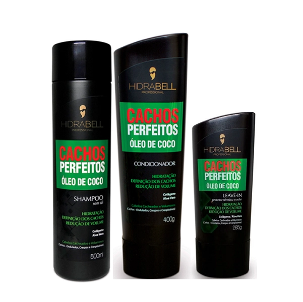 Kit Hidrabell Cachos Perfeitos - Shampoo e Condicionador + Leaving Produto: Kit Hidrabell Cachos Perfeitos - Shampoo e Condicionador + Leaving