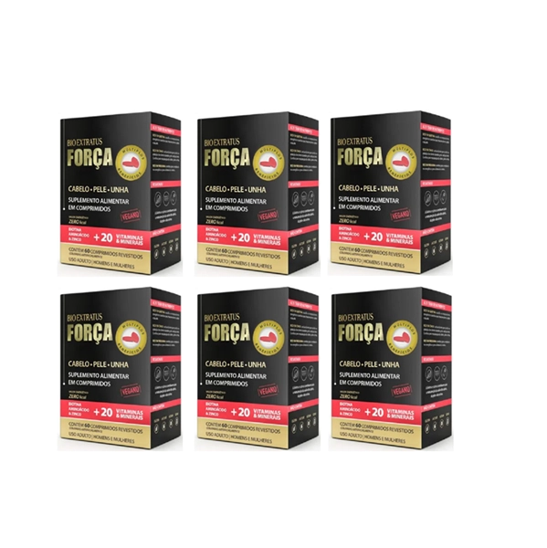 Vitamina Para Cabelo, Pele e Unha Suplemento Bio Extratus 60 comprimidos 6 Caixas Produto: Vitamina Para Cabelo, Pele e Unha Suplemento Bio Extratus 60 comprimidos 6 Caixas