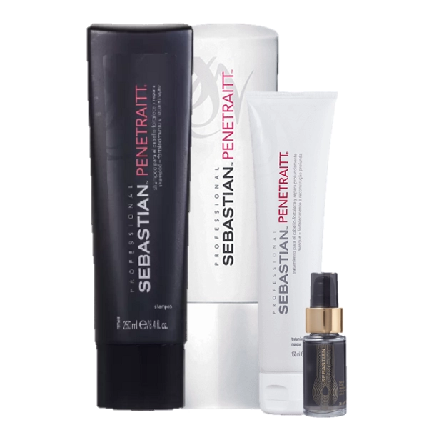 Produto Kit Sebastian Professional Penetraitt Shampoo Condicionador Máscara Dark Oil 250ml 150ml 30ml
