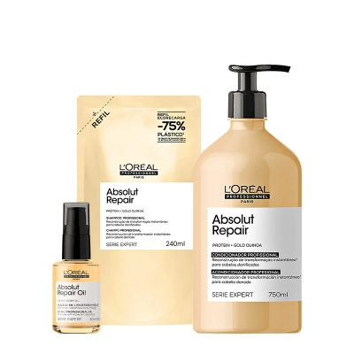 Produto: Kit L'Oréal Professionnel Absolut Repair Gold Duo Refil Oil 30 (3 produtos)