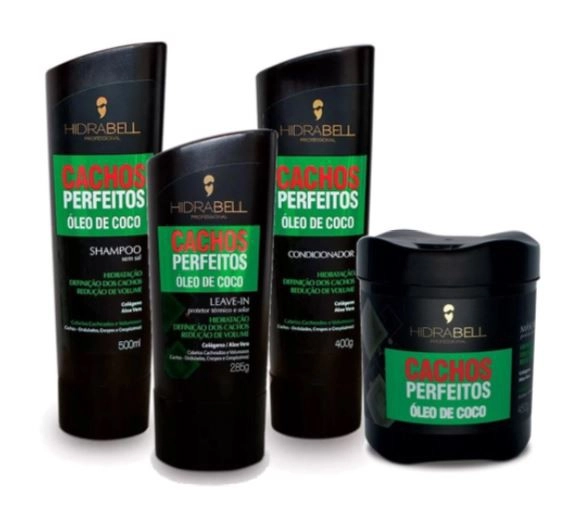 Kit Hidrabell Cachos Perfeitos - Duo Máscara & Leaving (4 produtos) Produto: Kit Hidrabell Cachos Perfeitos - Duo Máscara & Leaving (4 produtos)
