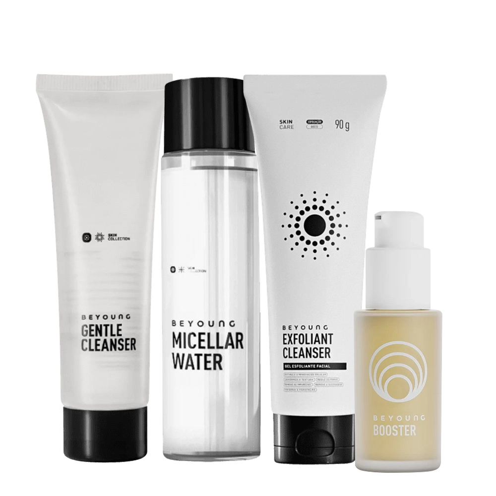 Produto: Kit Beyoung Exfoliant Cleanser Esfoliante Água Micelar Gel de Limpeza e Sérum anti-idade (4 Produtos)