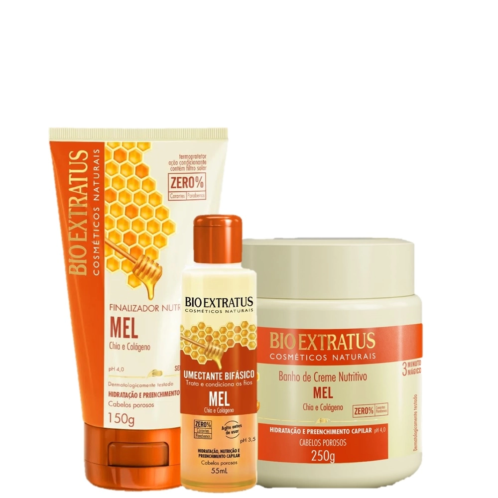 Kit Bio Extratus Mel Finalizacao e Umectacao (3 Produtos) Produto: Kit Bio Extratus Mel Finalizacao e Umectacao (3 Produtos)