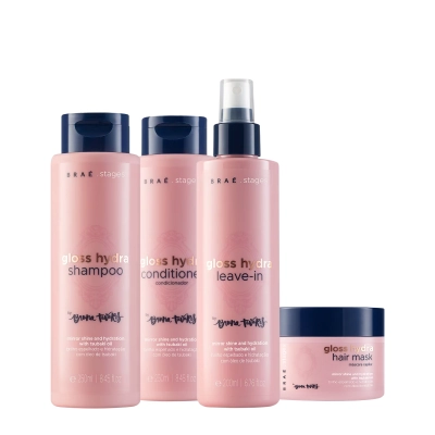 Kit Braé Stages by Bruna Tavares Gloss Hydra Home Care Leave-in (4 produtos) Produto: Kit Braé Stages by Bruna Tavares Gloss Hydra Home Care Leave-in (4 produtos)