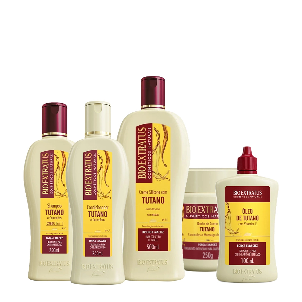 Kit Bio Extratus Tutano Shampoo Condicionador Banho de Creme e Banho de Óleo (5 produtos) Produto: Kit Bio Extratus Tutano Shampoo Condicionador Banho de Creme e Banho de Óleo (5 produtos)