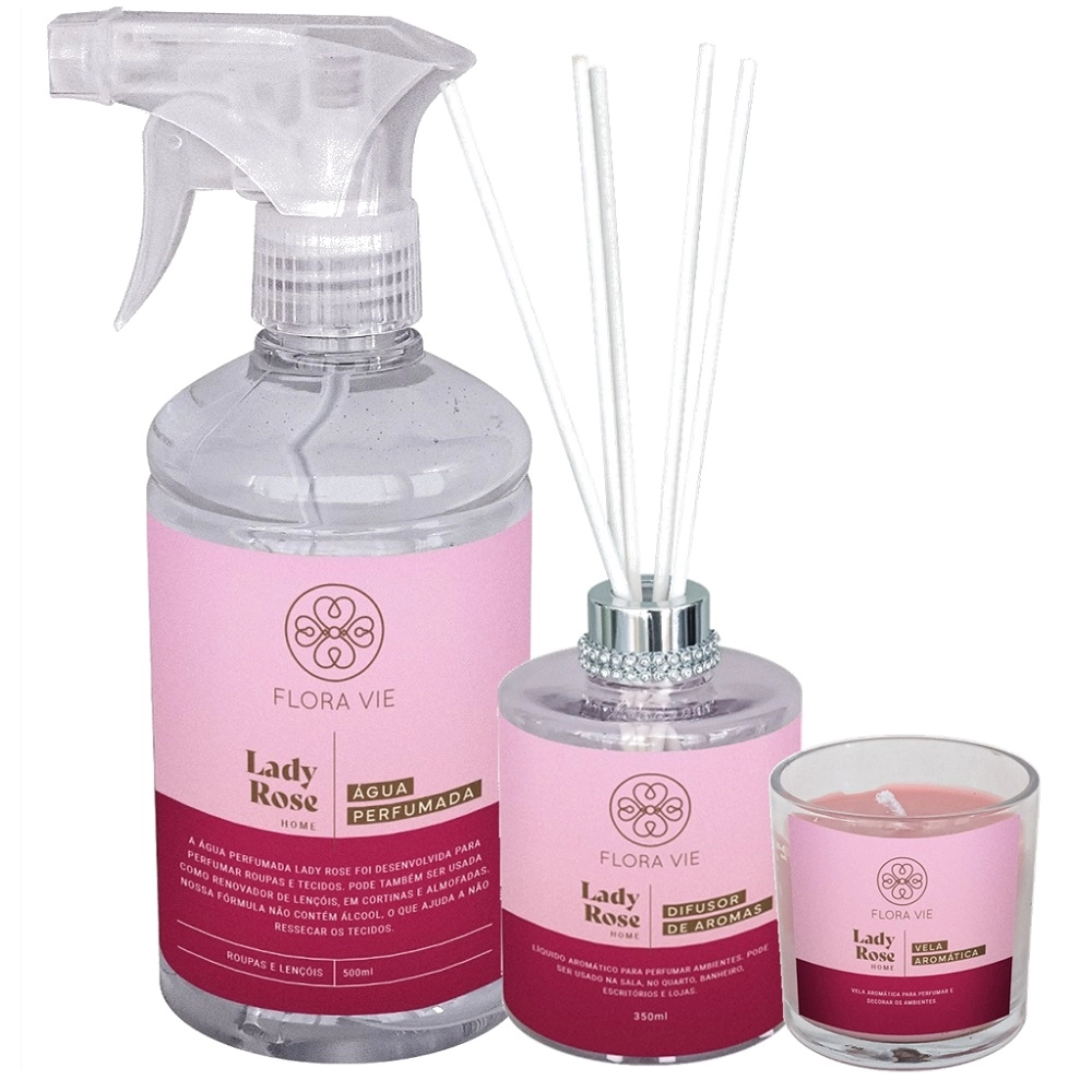 Kit Flora Vie Lady Rose Aromatizante Sensacional (3 Produtos) Produto: Kit Flora Vie Lady Rose Aromatizante Sensacional (3 Produtos)