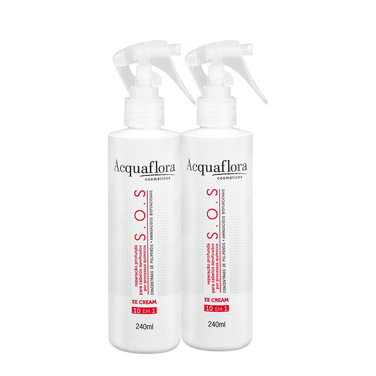 Kit Acquaflora SOS Reparação Profunda EE Cream 10 em 1 - Tratamento Capilar 240ml (2 unidades) Produto: Kit Acquaflora SOS Reparação Profunda EE Cream 10 em 1 - Tratamento Capilar 240ml (2 unidades)
