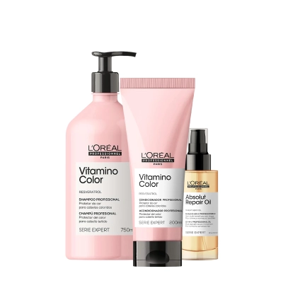 Produto: Kit L'Oréal Professionnel Serie Expert Vitamino Color Shampoo 750ml Condicionador 200ml Óleo 90ml