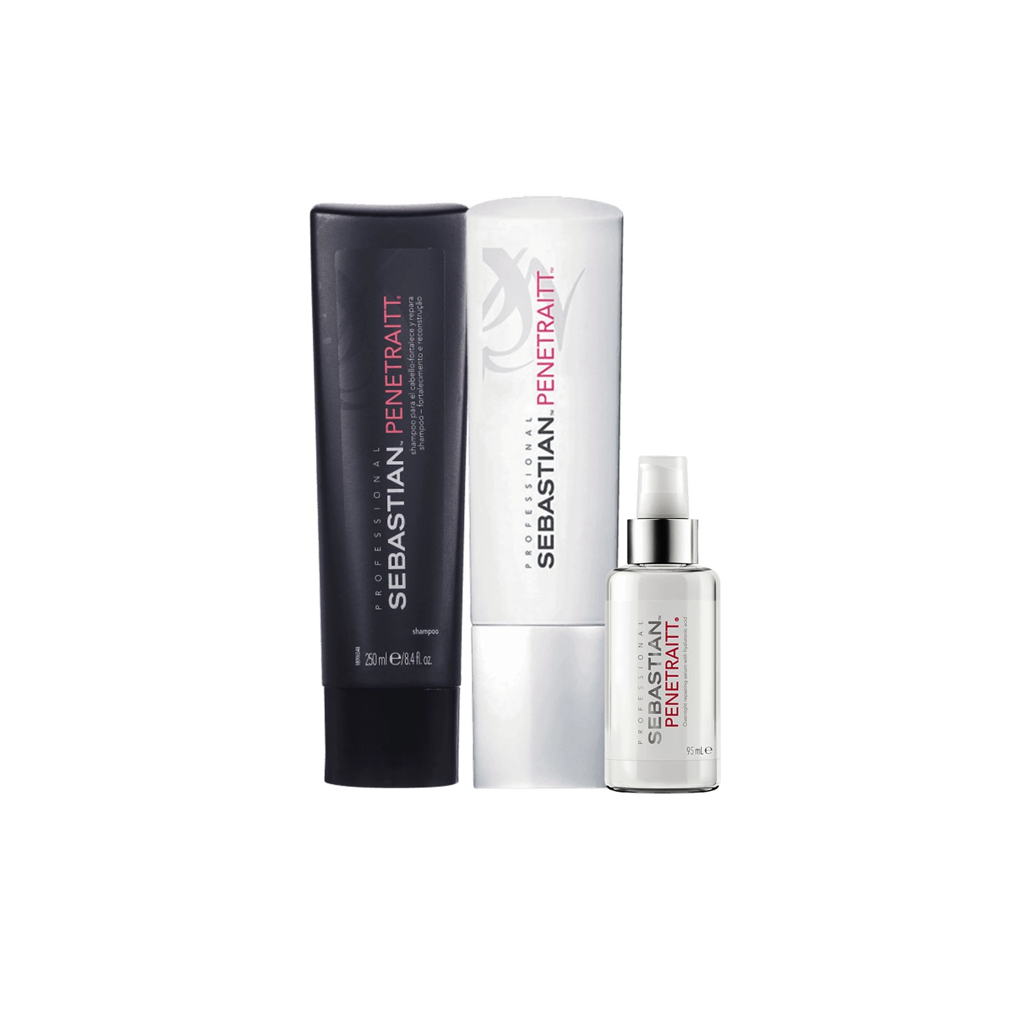 Kit Sebastian Professional Penetraitt Shampoo 250ml Condicionador 250ml e Sérum 95ml Produto Kit Sebastian Professional Penetraitt Shampoo 250ml Condicionador 250ml e Sérum 95ml