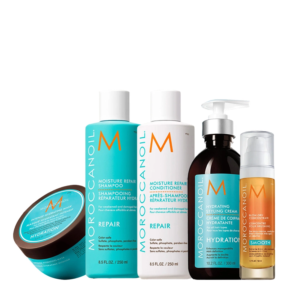 Kit Moroccanoil Reparador Antifrizz Acelerador e Máscara Intensa 250ml (5 produtos) Produto: Kit Moroccanoil Reparador Antifrizz Acelerador e Máscara Intensa 250ml (5 produtos)