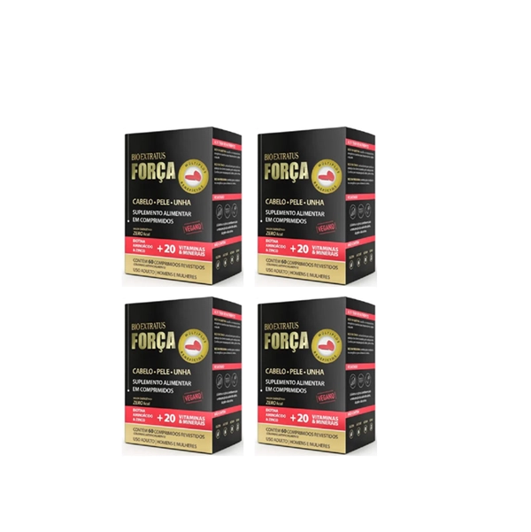 Vitamina Para Cabelo, Pele e Unha Suplemento Bio Extratus 60 comprimidos 4 Caixas Produto: Vitamina Para Cabelo, Pele e Unha Suplemento Bio Extratus 60 comprimidos 4 Caixas