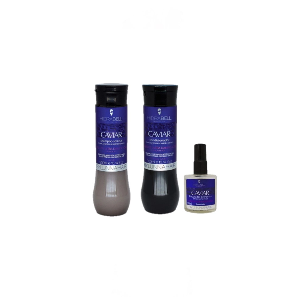 Produto: Kit Hidrabell Caviar By Lunna - Duo Reparador De Pontas e Protetor Térmico (3 produtos)