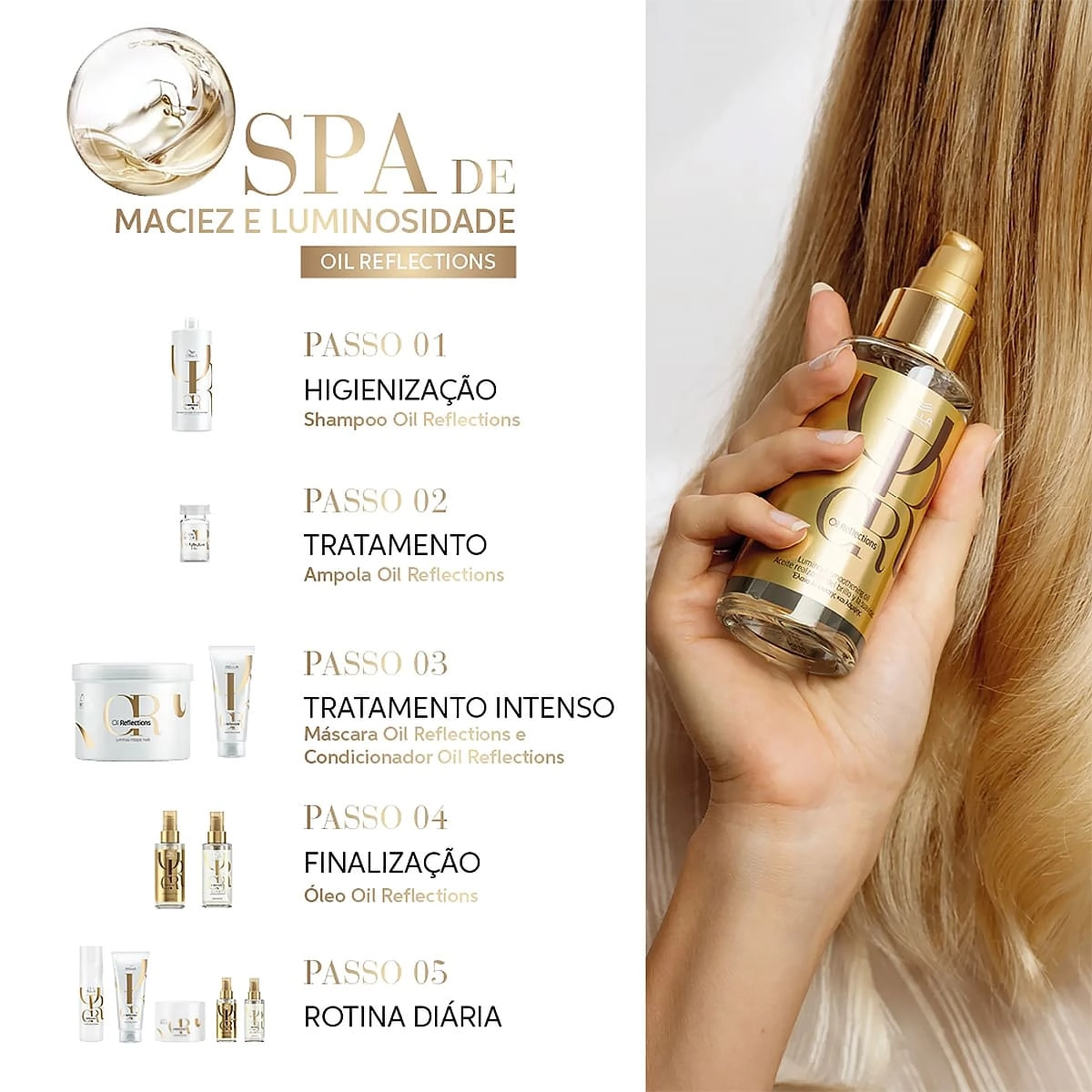 Kit Shampoo 1L e Óleo Capilar 100ml Wella Professionals Oil Reflections Produto Kit Shampoo 1L e Óleo Capilar 100ml Wella Professionals Oil Reflections