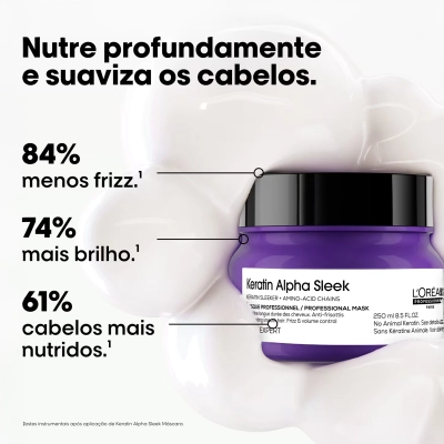 L'Oréal Professionnel Keratin Alpha Sleek Serie Expert - Máscara Capilar 250ml Produto L'Oréal Professionnel Keratin Alpha Sleek Serie Expert - Máscara Capilar 250ml