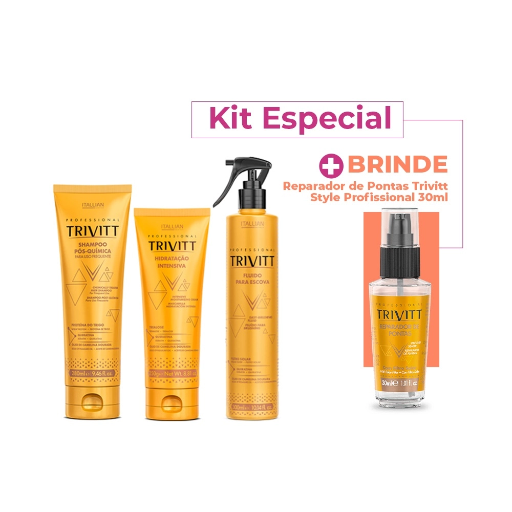 Produto: Kit Trivitt Shampoo Pós Química Hidratação Intensiva (3 produtos) +