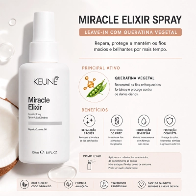 Leave-in Spray Miracle Elixir Keune 150ml Produto Leave-in Spray Miracle Elixir Keune 150ml