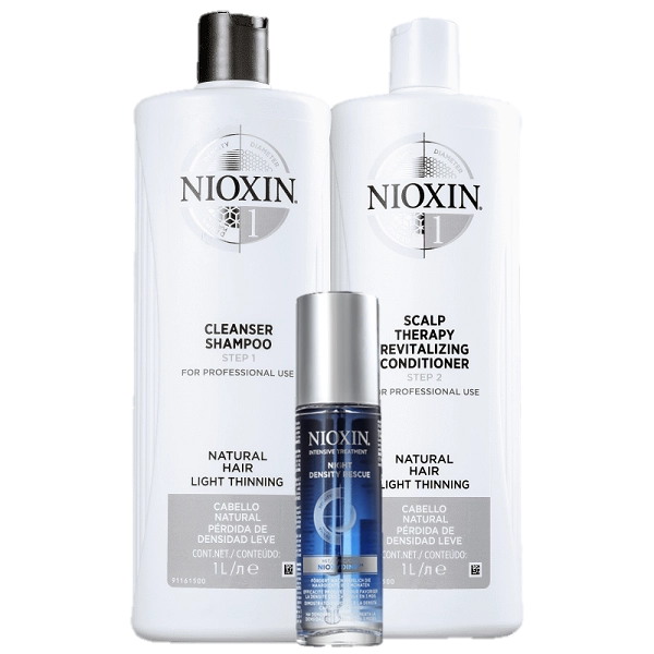 Produto: Kit Nioxin Sistema 1 Duo 1L e Serum Noturno 70ml 3 Produtos