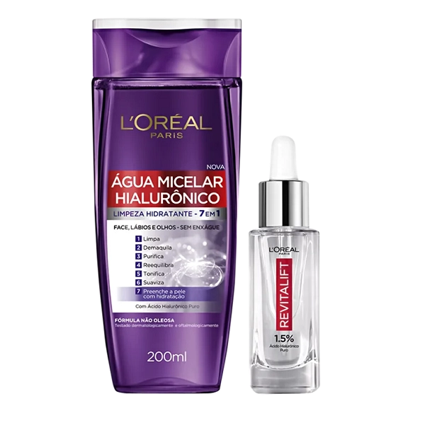 L’Oréal Paris Revitalift Hialurônico Água Micelar 200ml e Sérum Anti-Idade 30ml Produto: L’Oréal Paris Revitalift Hialurônico Água Micelar 200ml e Sérum Anti-Idade 30ml