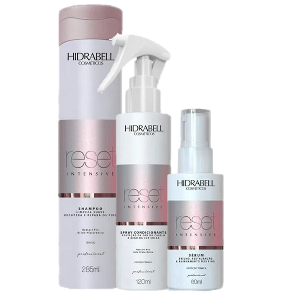 Kit Hidrabell Reset Intensive Alinhamento dos Fios (3 Produtos) Produto: Kit Hidrabell Reset Intensive Alinhamento dos Fios (3 Produtos)