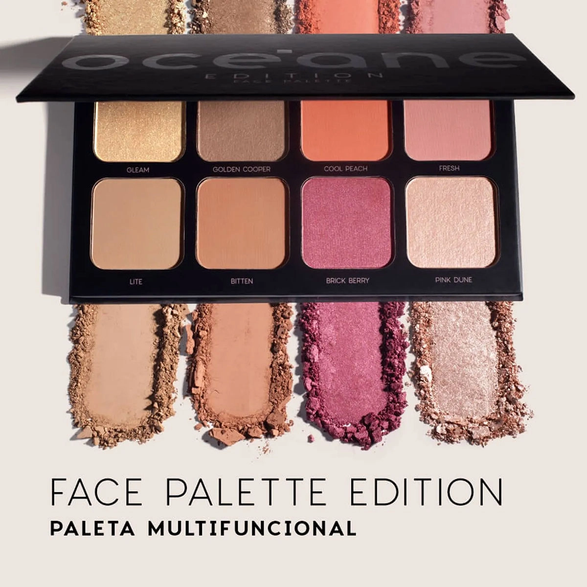 Produto: Kit Océane Face Palette Paleta Multifuncional e Mini Kit com 5 Pincéis (2 produtos)