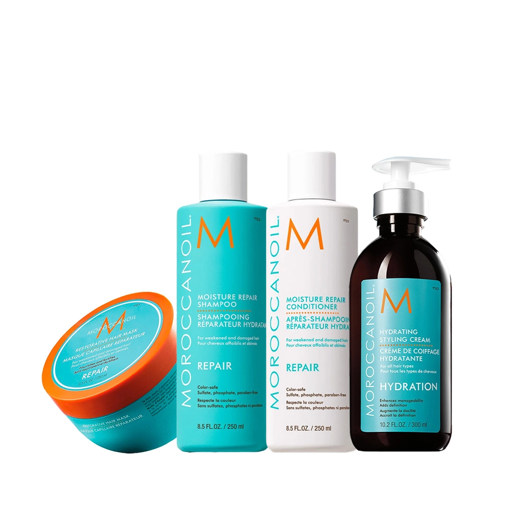 Kit Moroccanoil Reparador Antifrizz Creme e Máscara Reparadora 250ml (4 produtos) Produto: Kit Moroccanoil Reparador Antifrizz Creme e Máscara Reparadora 250ml (4 produtos)