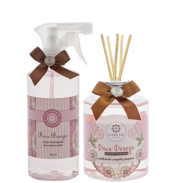Agua Perfumada e Difusor de Aromas Kit Doce Desejo Flora Vie Produto: Agua Perfumada e Difusor de Aromas Kit Doce Desejo Flora Vie