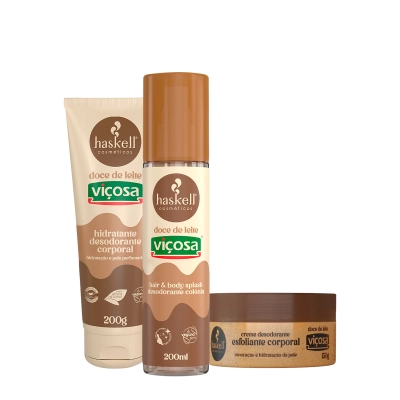 Produto: Kit Haskell Doce de Leite Viçosa Hidratante Esfoliante Body Splash (3 produtos)