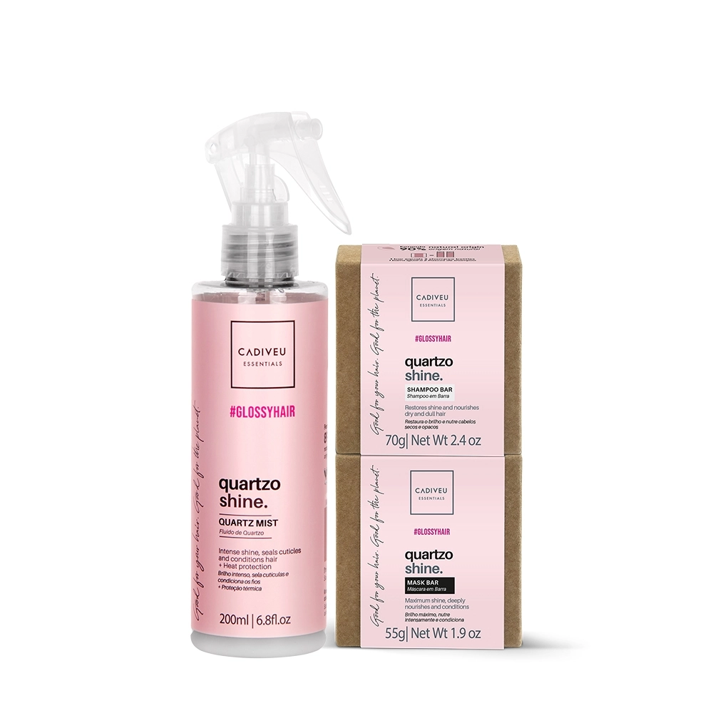 Kit Cadiveu Professional Hair Quartzo Shine Fluído Shampoo em Barra e Máscara em Barra (3 produtos) Produto: Kit Cadiveu Professional Hair Quartzo Shine Fluído Shampoo em Barra e Máscara em Barra (3 produtos)