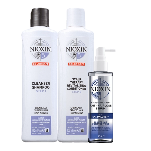 Produto: Nioxin Sistema 5 Cleanser Duo 300ml e Serum Anti Hair 70ml 3 Produtos