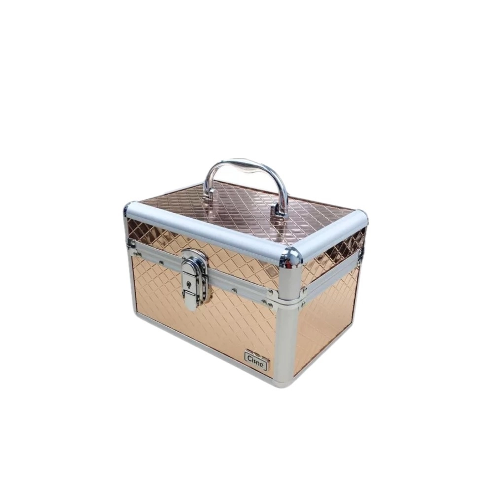 Maleta Maquiagem Média Cisne Reforçada 2 Bandejas Cor: Rosê Gold Produto: Maleta Maquiagem Média Cisne Reforçada 2 Bandejas Cor: Rosê Gold