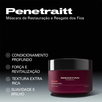 Kit Sebastian Professional Penetraitt Shampoo 250ml Máscara 150ml e Bolsa Produto Kit Sebastian Professional Penetraitt Shampoo 250ml Máscara 150ml e Bolsa