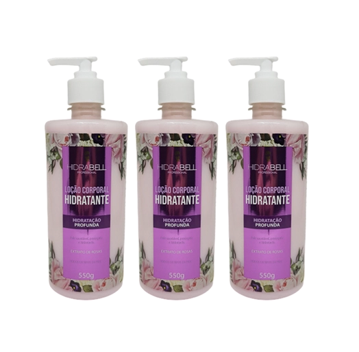 Produto: Loção Corporal Hidrabell extrato de Rosas 550g / com 3 Unidades