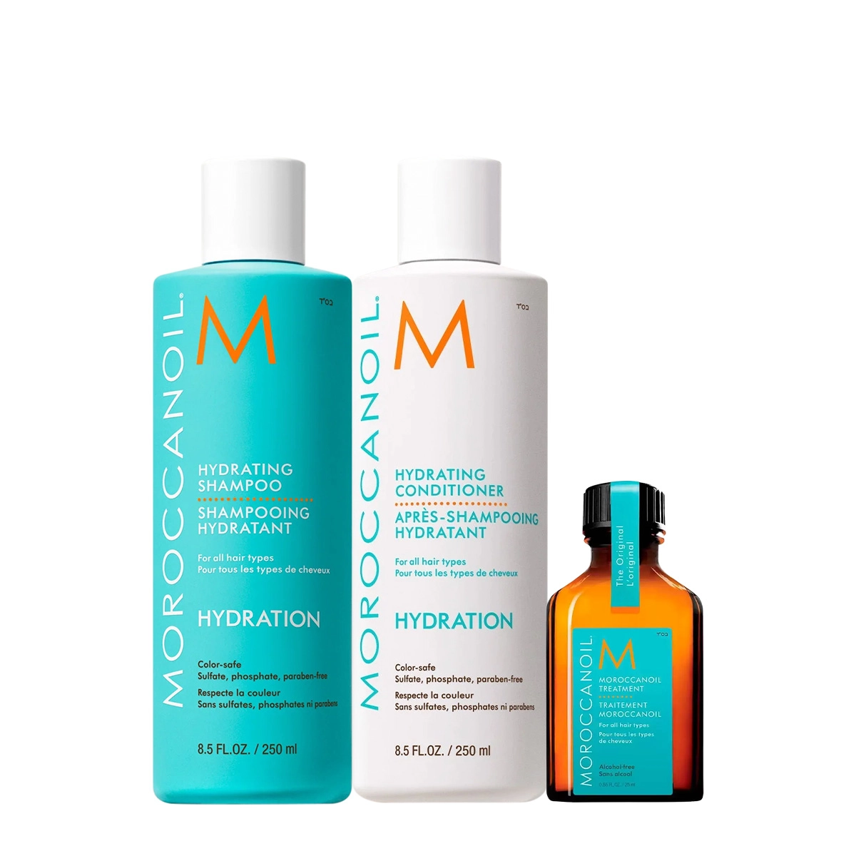 Kit Moroccanoil Hydrating Shampoo Condicionador e Treatment Óleo Capilar 25ml (3 produtos) Produto: Kit Moroccanoil Hydrating Shampoo Condicionador e Treatment Óleo Capilar 25ml (3 produtos)